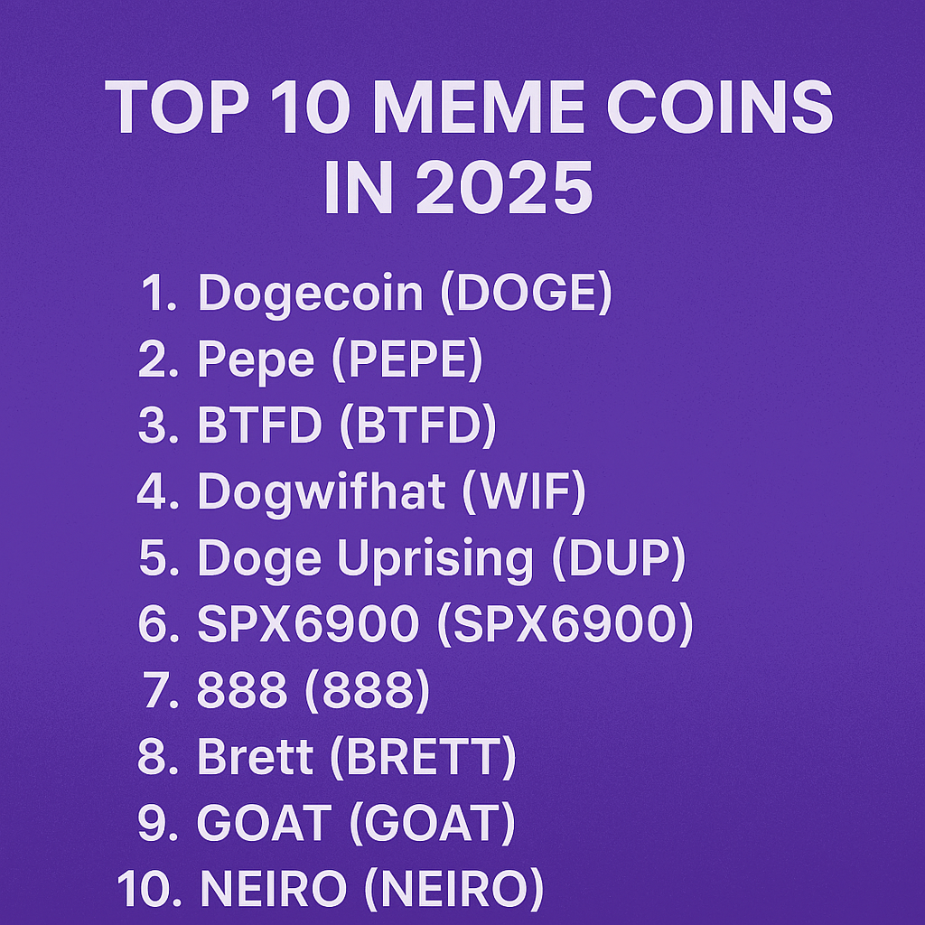 Top 10 Meme Coins in 2025